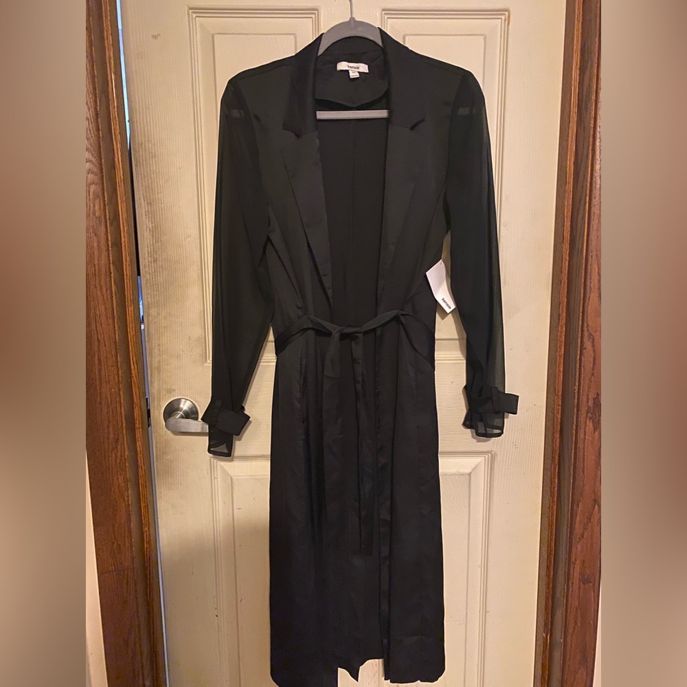 Brand new Kensie wrap with mesh sleeves and tie at waist